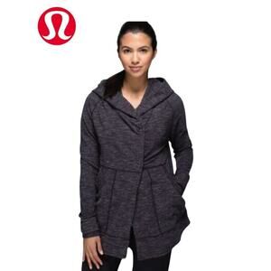 LULULEMON Find Your Centre Wrap Heathered Marled Black French Terry; Size 4